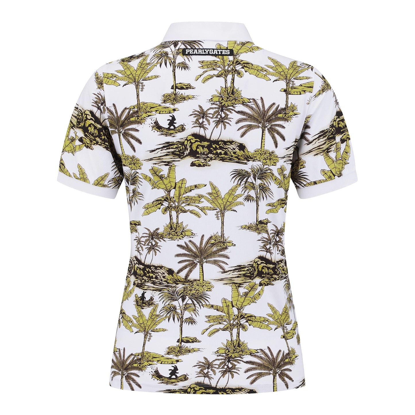 Pearly Gates/ Palm Tree Print Short Sleeve Polo Shirt – Brown & Blue