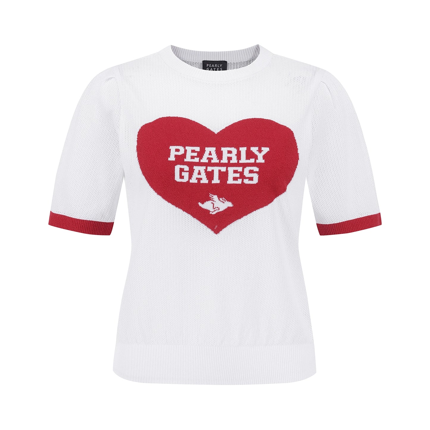 Pearly Gates / Women's Heart Logo Knit Top – White & Navy