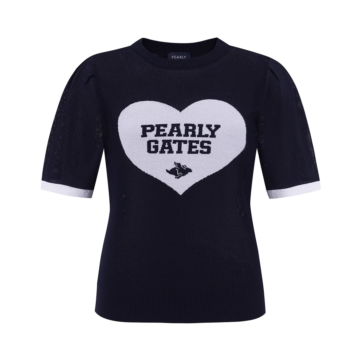 Pearly Gates / Women's Heart Logo Knit Top – White & Navy