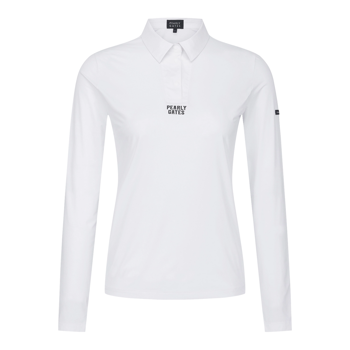 Pearly Gates / Women's Stretch Collar Long Sleeve Top – White & Black