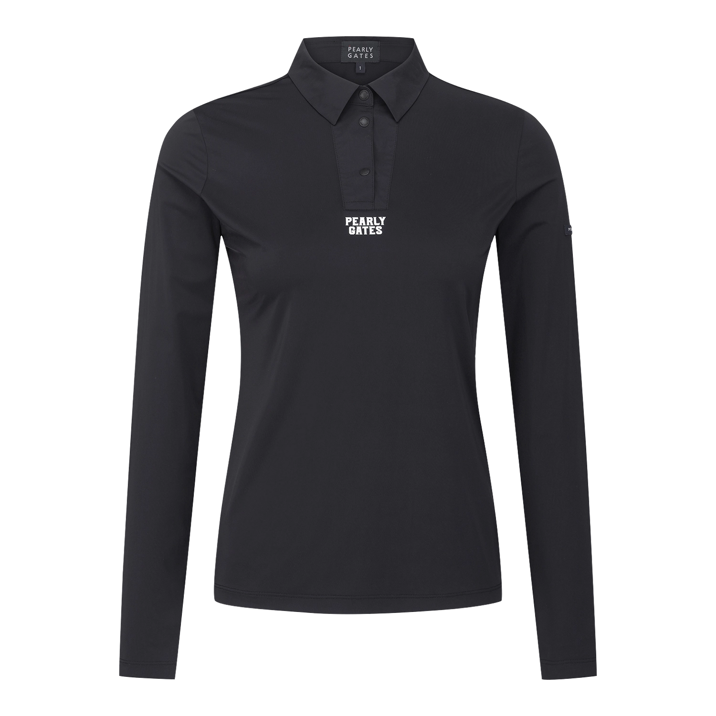 Pearly Gates / Women's Stretch Collar Long Sleeve Top – White & Black