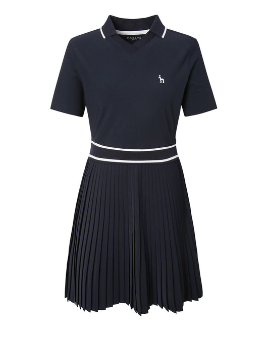 Hazzys / Short Sleeve Polo Dress – Navy & White